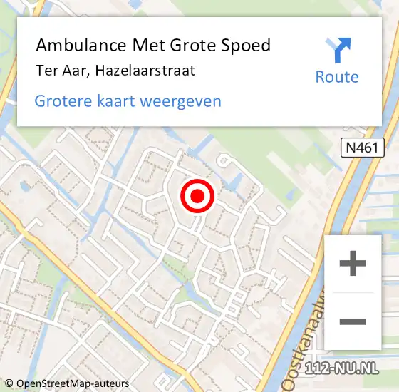 Locatie op kaart van de 112 melding: Ambulance Met Grote Spoed Naar Ter Aar, Hazelaarstraat op 29 april 2015 19:42