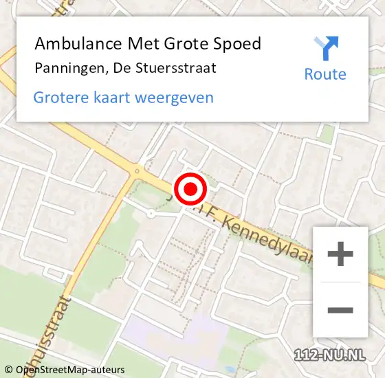 Locatie op kaart van de 112 melding: Ambulance Met Grote Spoed Naar Panningen, De Stuersstraat op 29 april 2015 19:50