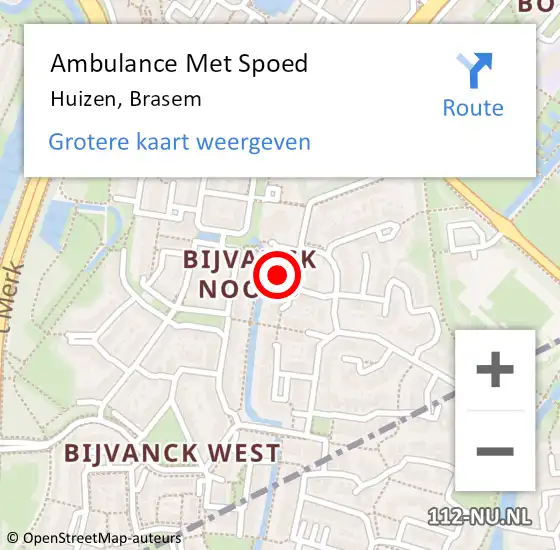 Locatie op kaart van de 112 melding: Ambulance Met Spoed Naar Huizen, Brasem op 29 april 2015 20:07