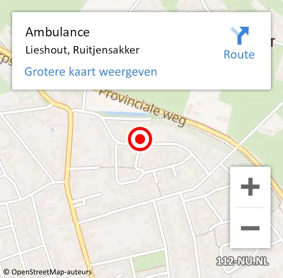 Locatie op kaart van de 112 melding: Ambulance Lieshout, Ruitjensakker op 29 april 2015 20:22