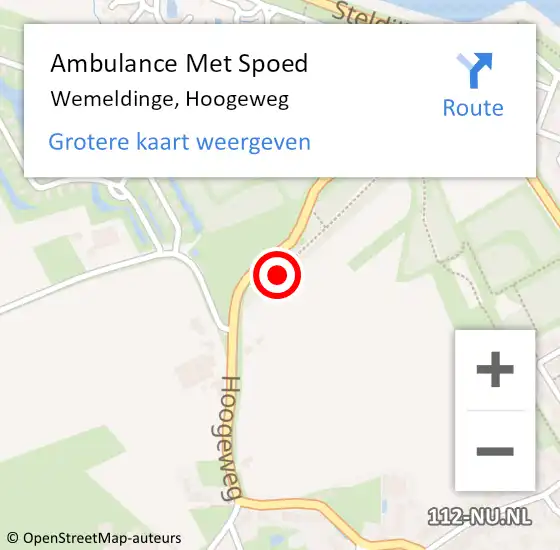 Locatie op kaart van de 112 melding: Ambulance Met Spoed Naar Wemeldinge, Hoogeweg op 29 april 2015 20:37