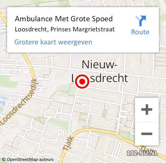 Locatie op kaart van de 112 melding: Ambulance Met Grote Spoed Naar Loosdrecht, Prinses Margrietstraat op 29 april 2015 23:31