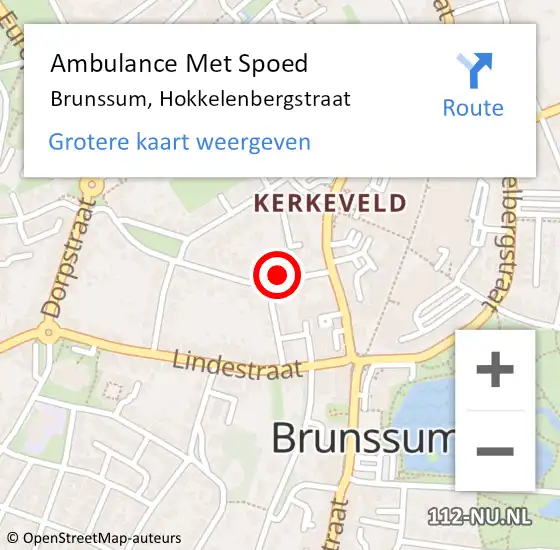 Locatie op kaart van de 112 melding: Ambulance Met Spoed Naar Brunssum, Hokkelenbergstraat op 6 november 2013 11:50