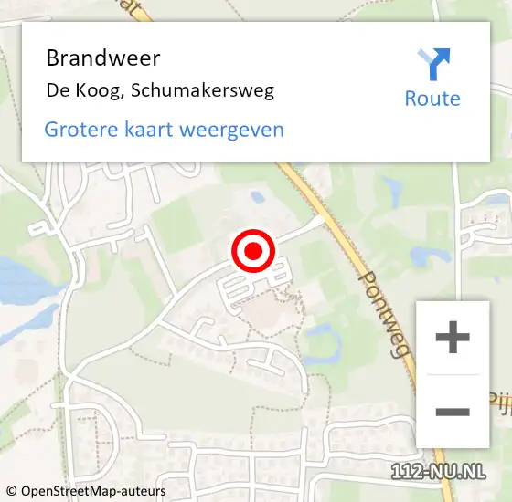 Locatie op kaart van de 112 melding: Brandweer De Koog, Schumakersweg op 30 april 2015 02:34