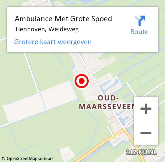 Locatie op kaart van de 112 melding: Ambulance Met Grote Spoed Naar Tienhoven, Weideweg op 30 april 2015 02:56