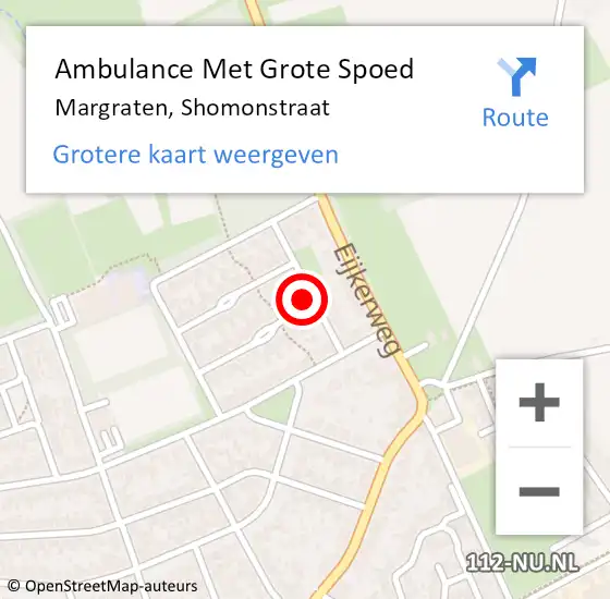 Locatie op kaart van de 112 melding: Ambulance Met Grote Spoed Naar Margraten, Shomonstraat op 12 september 2013 01:07