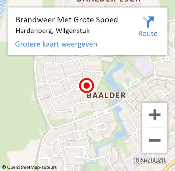 Locatie op kaart van de 112 melding: Brandweer Met Grote Spoed Naar Hardenberg, Wilgenstuk op 6 september 2013 09:14