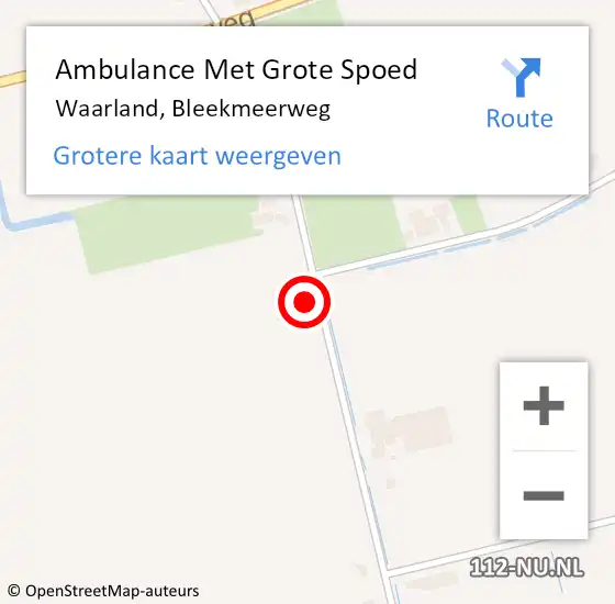 Locatie op kaart van de 112 melding: Ambulance Met Grote Spoed Naar Waarland, Bleekmeerweg op 30 april 2015 07:41