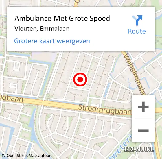 Locatie op kaart van de 112 melding: Ambulance Met Grote Spoed Naar Vleuten, Emmalaan op 30 april 2015 08:41