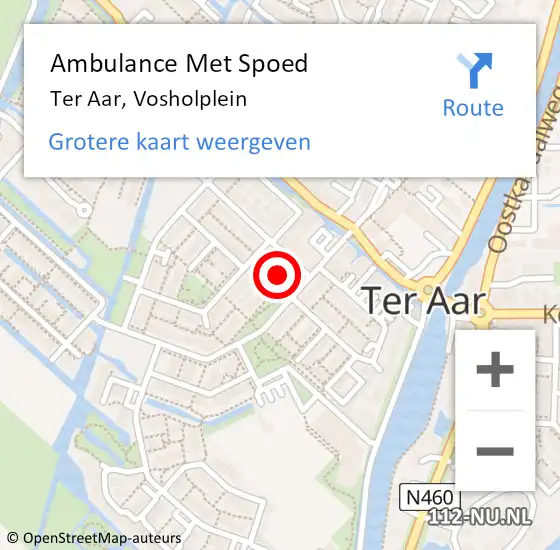 Locatie op kaart van de 112 melding: Ambulance Met Spoed Naar Ter Aar, Vosholplein op 30 april 2015 08:50