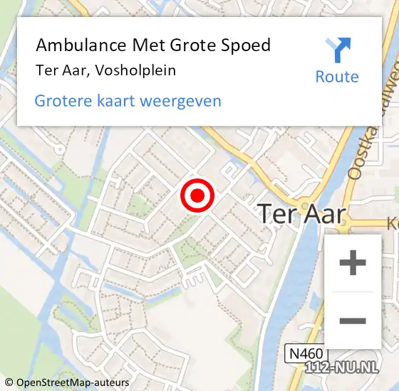 Locatie op kaart van de 112 melding: Ambulance Met Grote Spoed Naar Ter Aar, Vosholplein op 30 april 2015 08:57