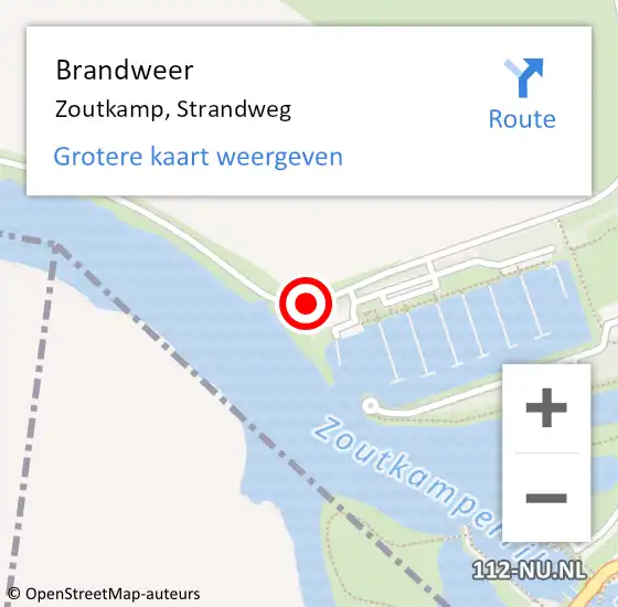 Locatie op kaart van de 112 melding: Brandweer Zoutkamp, Strandweg op 30 april 2015 11:06