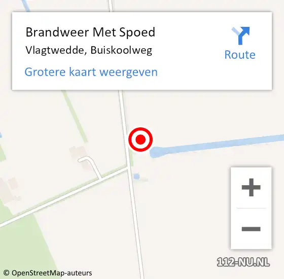 Locatie op kaart van de 112 melding: Brandweer Met Spoed Naar Vlagtwedde, Buiskoolweg op 30 april 2015 12:19