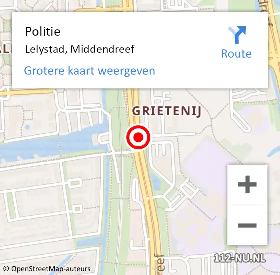 Locatie op kaart van de 112 melding: Politie Lelystad, Middendreef op 30 april 2015 12:28