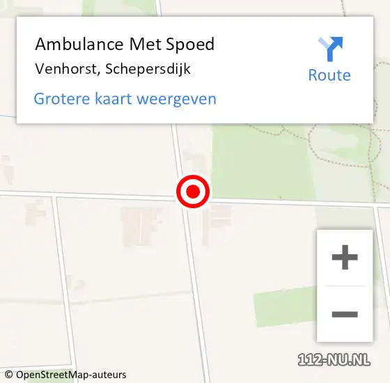 Locatie op kaart van de 112 melding: Ambulance Met Spoed Naar Venhorst, Schepersdijk op 30 april 2015 13:43