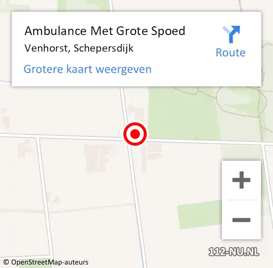 Locatie op kaart van de 112 melding: Ambulance Met Grote Spoed Naar Venhorst, Schepersdijk op 30 april 2015 13:55