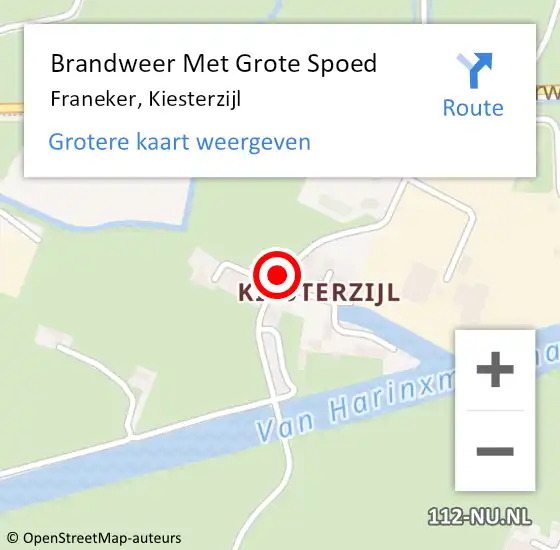 Locatie op kaart van de 112 melding: Brandweer Met Grote Spoed Naar Franeker, Kiesterzijl op 30 april 2015 13:56