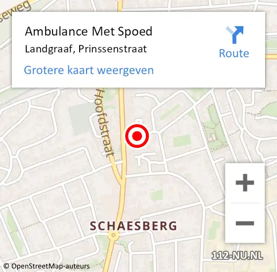 Locatie op kaart van de 112 melding: Ambulance Met Spoed Naar Landgraaf, Prinssenstraat op 30 april 2015 14:22