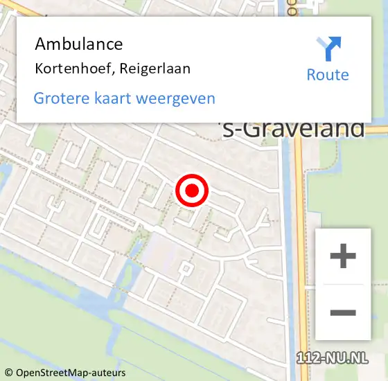 Locatie op kaart van de 112 melding: Ambulance Kortenhoef, Reigerlaan op 30 april 2015 14:43