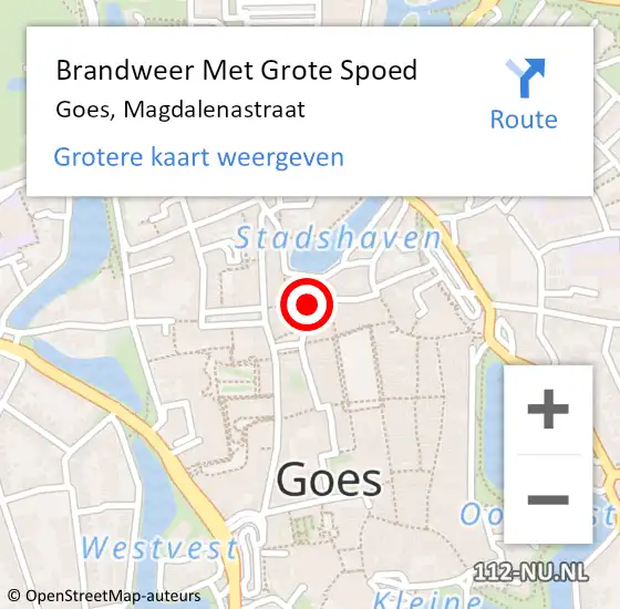 Locatie op kaart van de 112 melding: Brandweer Met Grote Spoed Naar Goes, Magdalenastraat op 12 september 2013 01:29