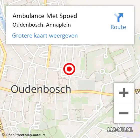 Locatie op kaart van de 112 melding: Ambulance Met Spoed Naar Oudenbosch, Annaplein op 30 april 2015 16:37