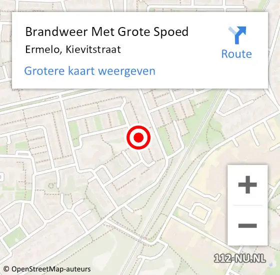 Locatie op kaart van de 112 melding: Brandweer Met Grote Spoed Naar Ermelo, Kievitstraat op 30 april 2015 16:42