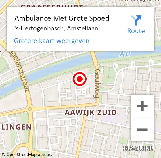 Locatie op kaart van de 112 melding: Ambulance Met Grote Spoed Naar 's-Hertogenbosch, Amstellaan op 30 april 2015 17:03