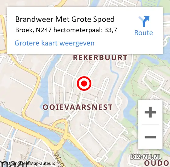 Locatie op kaart van de 112 melding: Brandweer Met Grote Spoed Naar Broek, N247 hectometerpaal: 33,7 op 30 april 2015 17:04