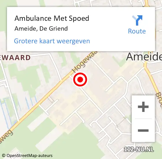 Locatie op kaart van de 112 melding: Ambulance Met Spoed Naar Ameide, De Griend op 30 april 2015 17:08