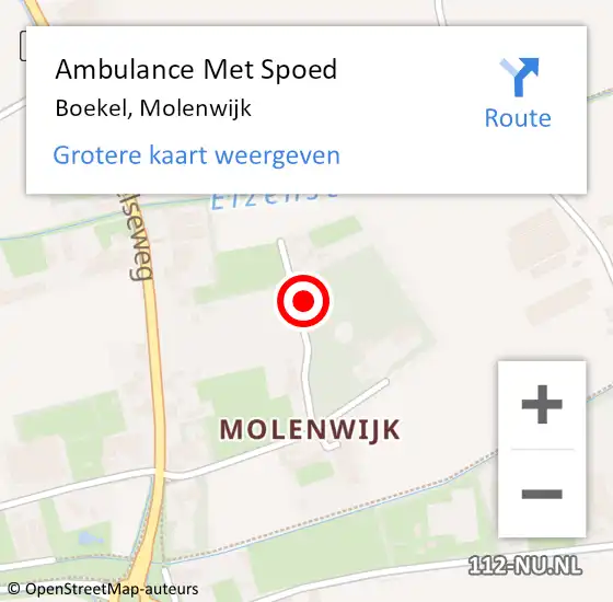 Locatie op kaart van de 112 melding: Ambulance Met Spoed Naar Boekel, Molenwijk op 30 april 2015 17:19