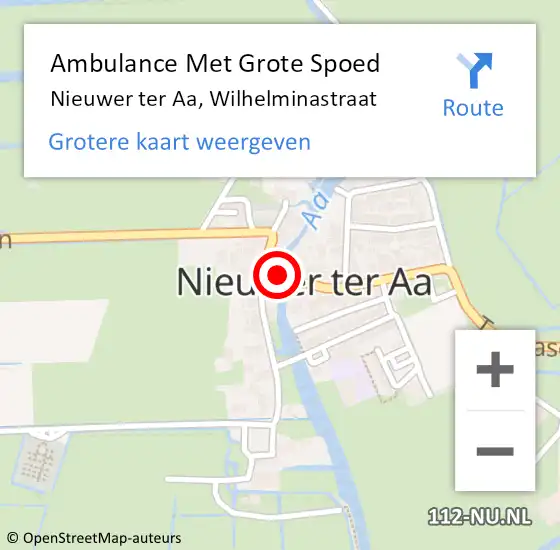 Locatie op kaart van de 112 melding: Ambulance Met Grote Spoed Naar Nieuwer ter Aa, Wilhelminastraat op 30 april 2015 18:02