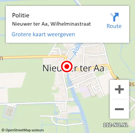 Locatie op kaart van de 112 melding: Politie Nieuwer ter Aa, Wilhelminastraat op 30 april 2015 18:04