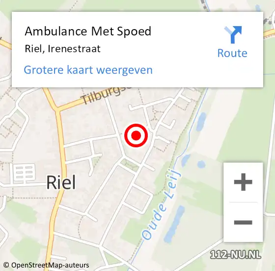 Locatie op kaart van de 112 melding: Ambulance Met Spoed Naar Riel, Irenestraat op 30 april 2015 19:08