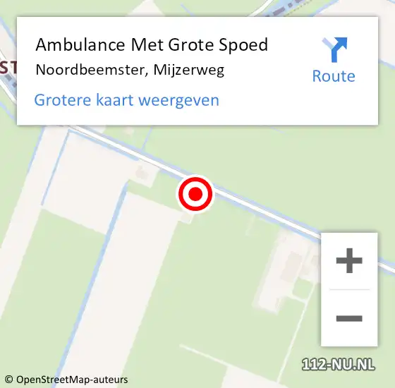 Locatie op kaart van de 112 melding: Ambulance Met Grote Spoed Naar Noordbeemster, Mijzerweg op 30 april 2015 20:07