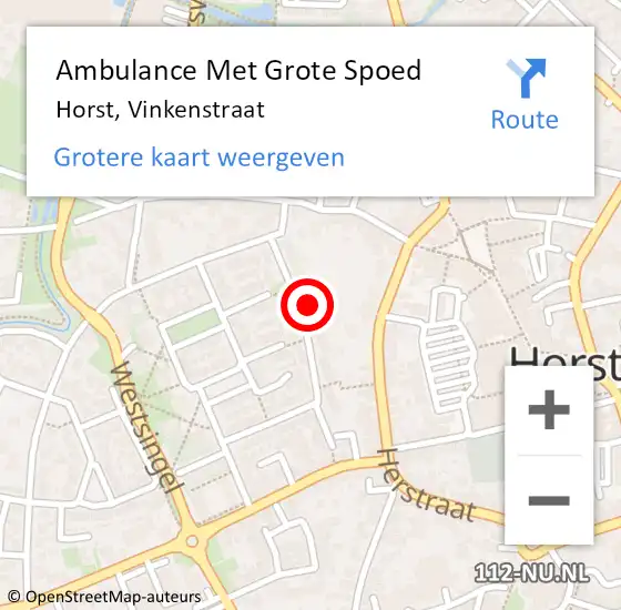 Locatie op kaart van de 112 melding: Ambulance Met Grote Spoed Naar Horst, Vinkenstraat op 30 april 2015 21:10