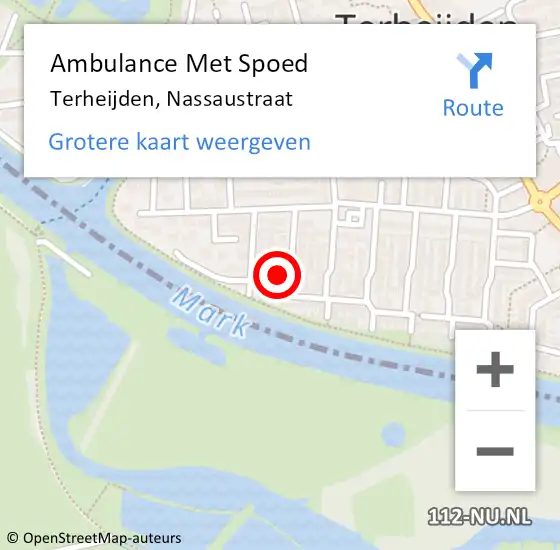 Locatie op kaart van de 112 melding: Ambulance Met Spoed Naar Terheijden, Nassaustraat op 12 september 2013 01:38