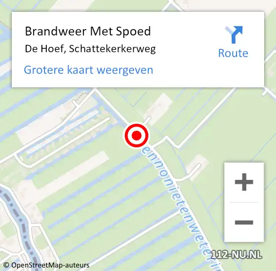 Locatie op kaart van de 112 melding: Brandweer Met Spoed Naar De Hoef, Schattekerkerweg op 30 april 2015 22:11