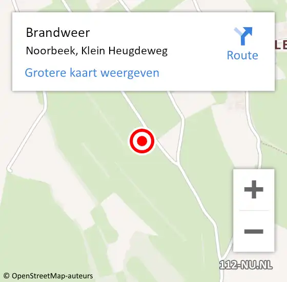 Locatie op kaart van de 112 melding: Brandweer Noorbeek, Klein Heugdeweg op 30 april 2015 23:23