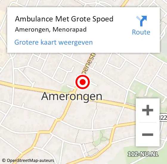 Locatie op kaart van de 112 melding: Ambulance Met Grote Spoed Naar Amerongen, Menorapad op 30 april 2015 23:38