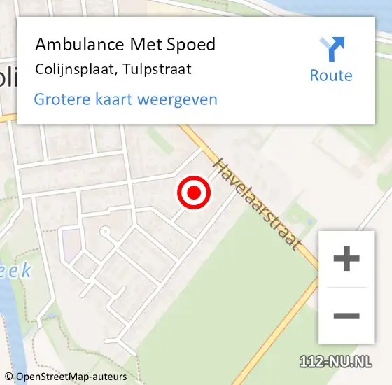 Locatie op kaart van de 112 melding: Ambulance Met Spoed Naar Colijnsplaat, Tulpstraat op 1 mei 2015 01:19