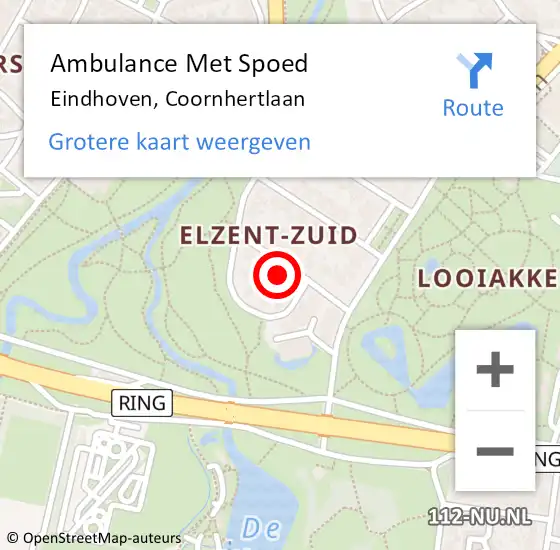 Locatie op kaart van de 112 melding: Ambulance Met Spoed Naar Eindhoven, Coornhertlaan op 1 mei 2015 02:54