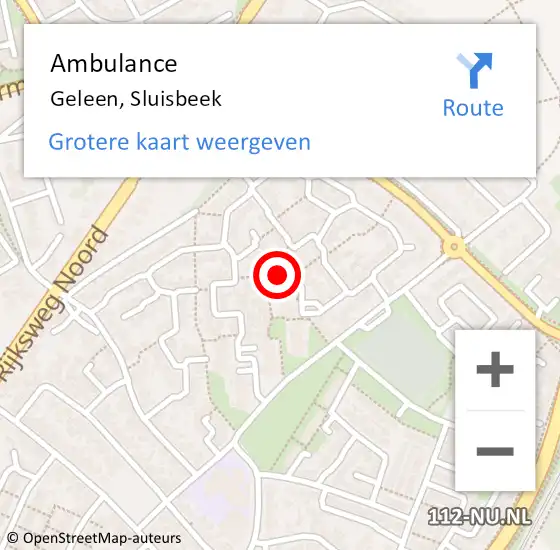 Locatie op kaart van de 112 melding: Ambulance Geleen, Sluisbeek op 6 november 2013 13:02