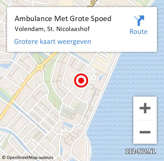 Locatie op kaart van de 112 melding: Ambulance Met Grote Spoed Naar Volendam, St. Nicolaashof op 1 mei 2015 06:15