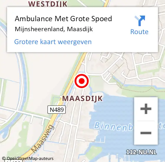 Locatie op kaart van de 112 melding: Ambulance Met Grote Spoed Naar Mijnsheerenland, Maasdijk op 1 mei 2015 06:48