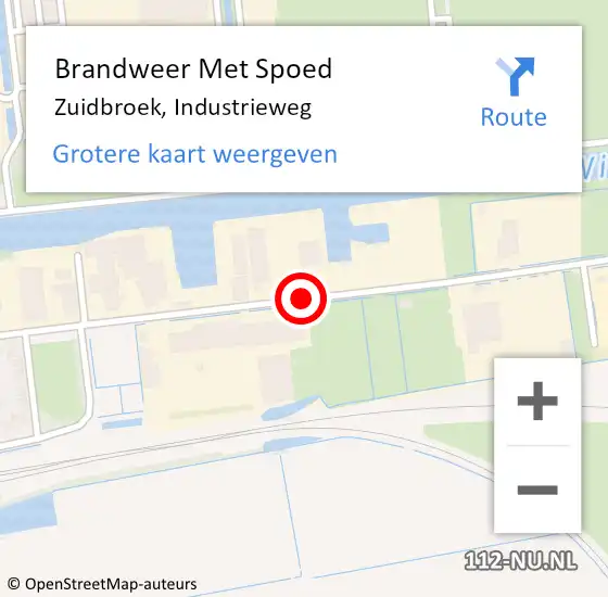 Locatie op kaart van de 112 melding: Brandweer Met Spoed Naar Zuidbroek, Industrieweg op 1 mei 2015 07:06