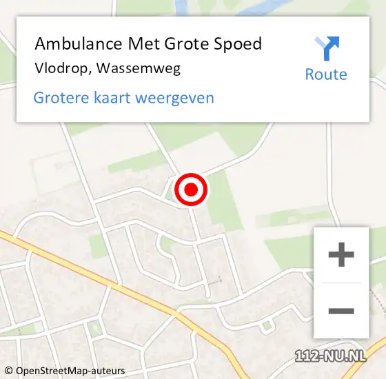 Locatie op kaart van de 112 melding: Ambulance Met Grote Spoed Naar Vlodrop, Wassemweg op 1 mei 2015 07:21