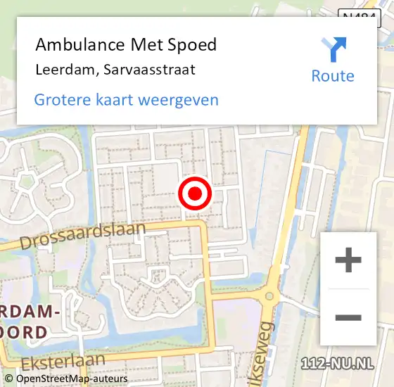 Locatie op kaart van de 112 melding: Ambulance Met Spoed Naar Leerdam, Sarvaasstraat op 6 november 2013 13:13