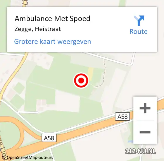 Locatie op kaart van de 112 melding: Ambulance Met Spoed Naar Zegge, Heistraat op 1 mei 2015 10:02