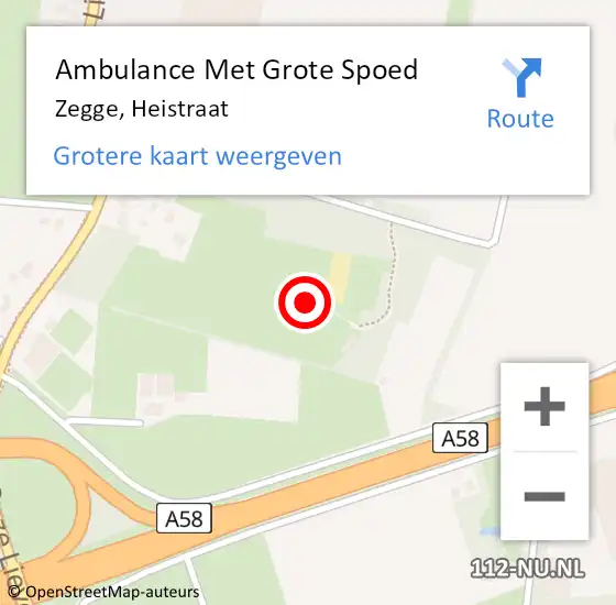 Locatie op kaart van de 112 melding: Ambulance Met Grote Spoed Naar Zegge, Heistraat op 1 mei 2015 10:04