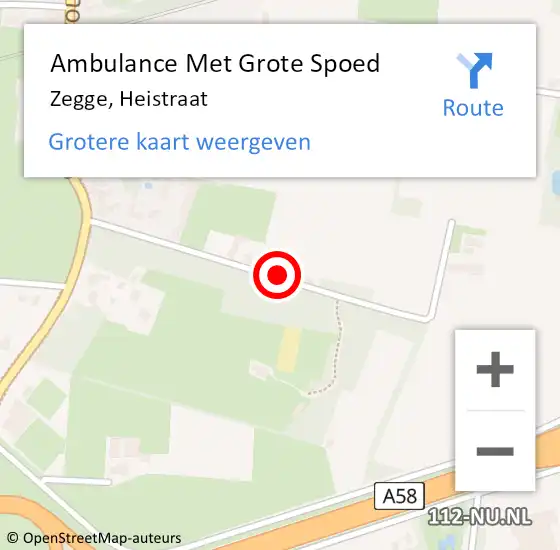 Locatie op kaart van de 112 melding: Ambulance Met Grote Spoed Naar Zegge, Heistraat op 1 mei 2015 10:06